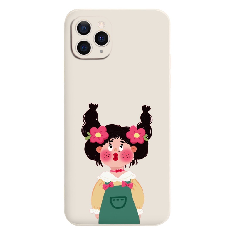Ốp lưng iphone cô bé tết tóc biểu cảm đáng yêu 14 13 13pro 13Promax 6 6S 7 8 7Plus 8Plus IX XR XSMAX e4178