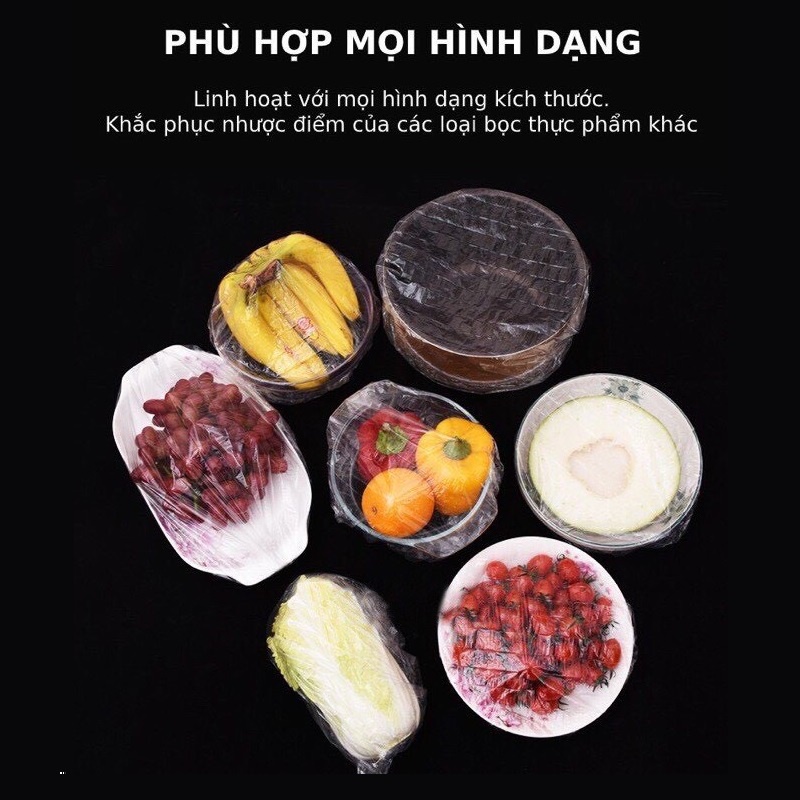 Gói 100 Màng Bọc Thực Phẩm Co Giãn, Túi Nilon Màng Bọc Thực Phẩm, Đa Năng, Mũ Ủ Tóc, Mũ Đội Đầu Khi Tắm. Kingler 5180