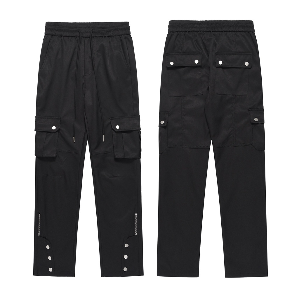 Quần Kaki Zip dáng suông phối cúc bấm ss2023