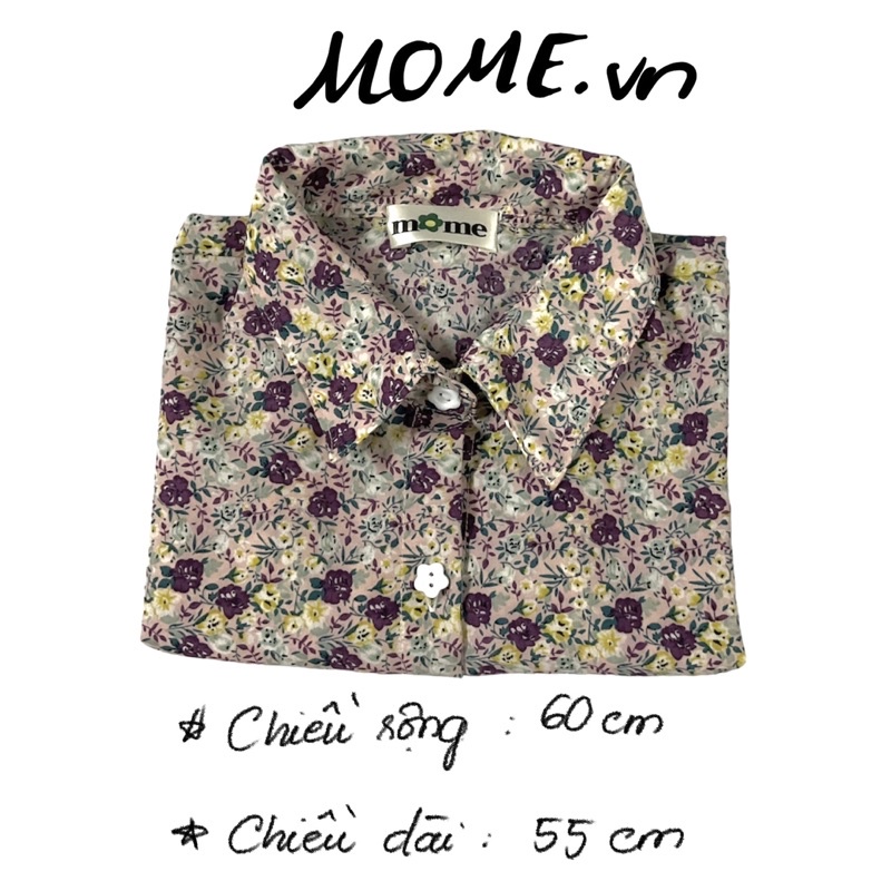 Sơ mi hoạ tiết Vintage tay ngắn ll 1 bên túi ll Dáng Croptop Oversized - MOME.VN