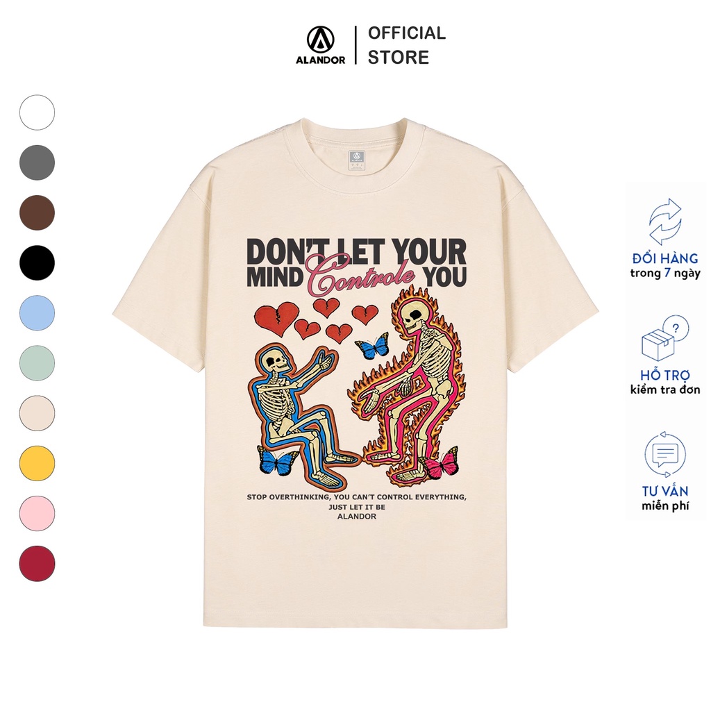 Áo thun nam Alandor local brand chính hãng oversize 100% cotton Alandor Don't let your mind