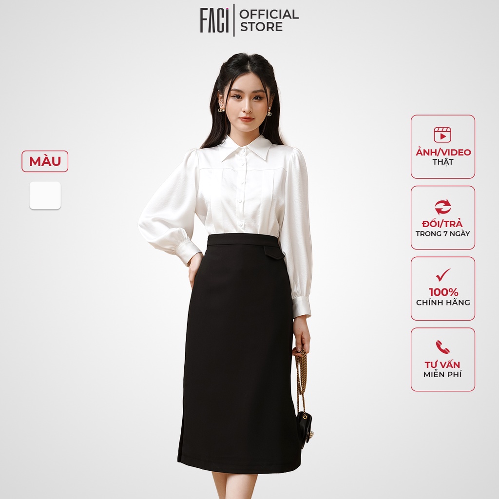Áo Sơ Mi Nữ FACI Kany Dáng Suông Kiểu Cổ Đức Tay Dài Thời Trang Công Sở Nữ Chất Lụa Mềm Mịn, Cao Cấp FA263