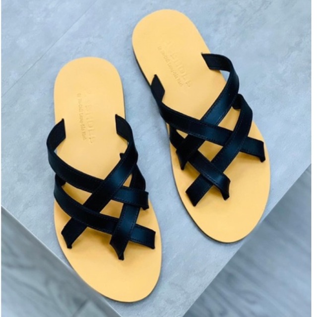 Dép Sandal Dép Quai Chéo Da Bò Thật Không Thấm Nước Phù Hợp Mọi Lứa Tuổi cheosg11