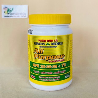 Phân bón lá growmore npk 20-20-20+te all purpose - chai 100gr