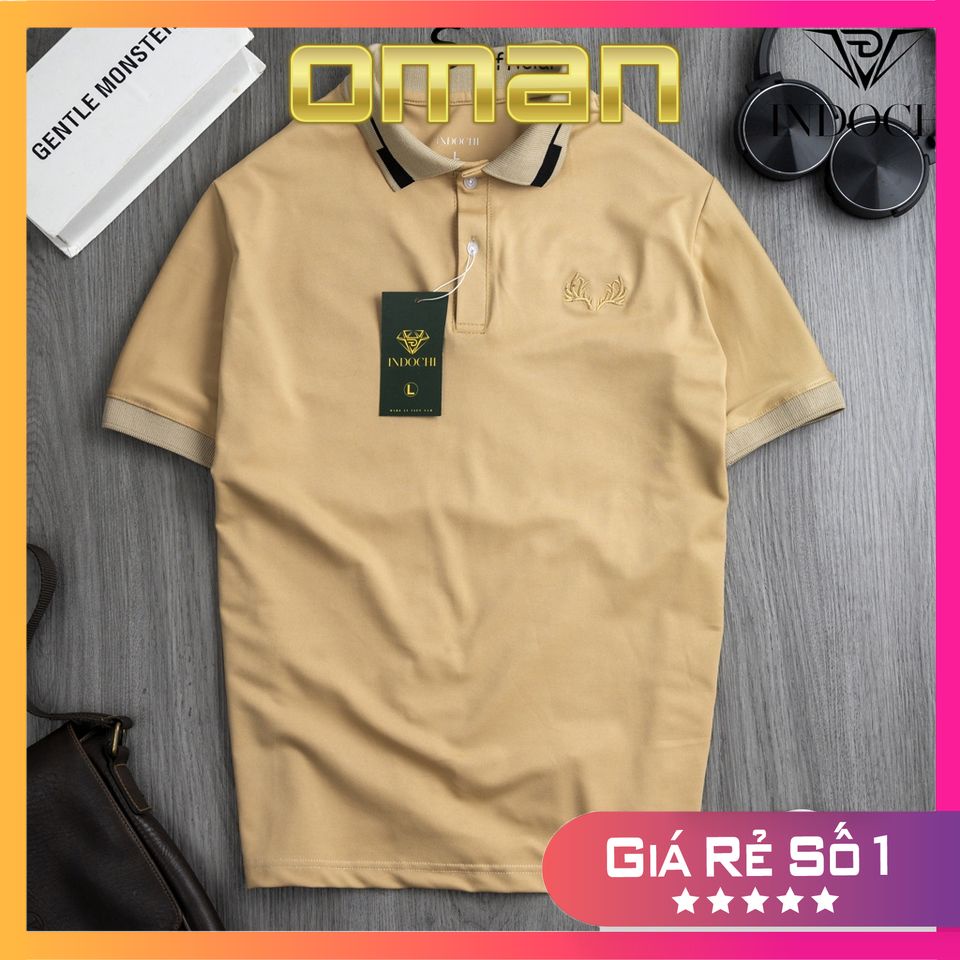 Áo polo cotton cá sấu thêu sừng hươu cao cấp, Áo polo co dãn 4 chiều thoáng mát AT11 - OMAN