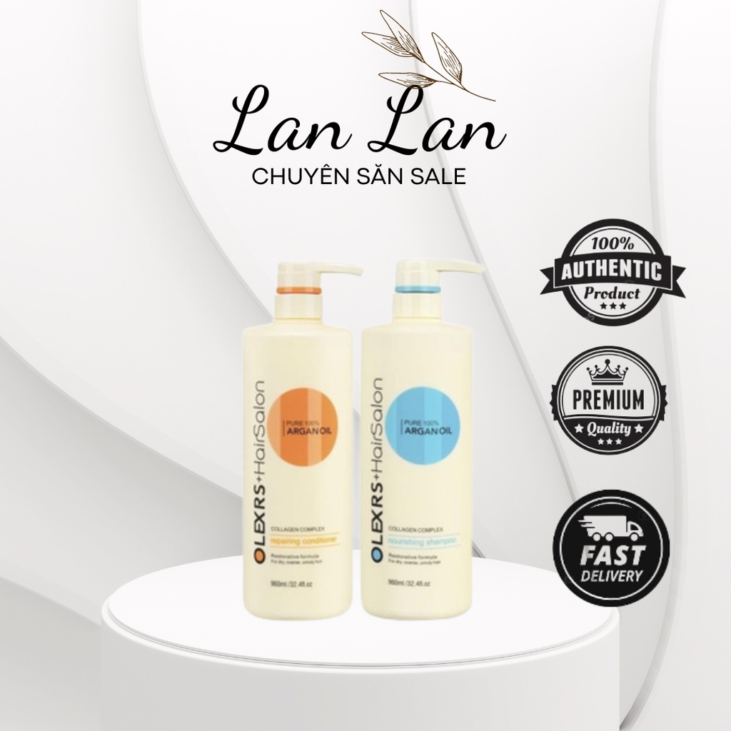 Bộ Dầu Gội Xả O.l.e.x.r.s Hair Sa.lon A.r.gan O.i.l C.o.l.l.a.g.e.n C.o.m.p.l.e.x 960ML/Chai