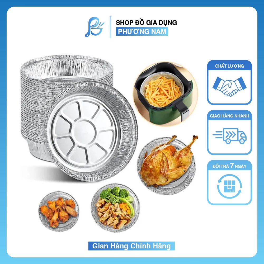 Set 10 tấm Khay Giấy Bạc Lót Nồi Chiên Không Dầu, Lá Nhôm Lót Bếp Gas Chắn Dầu Mỡ