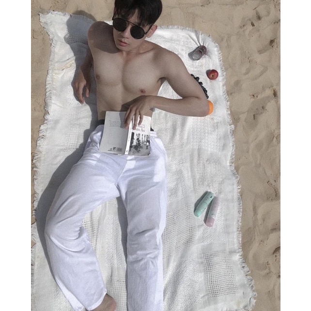 Quần thun trắng trơn Basic Unisex