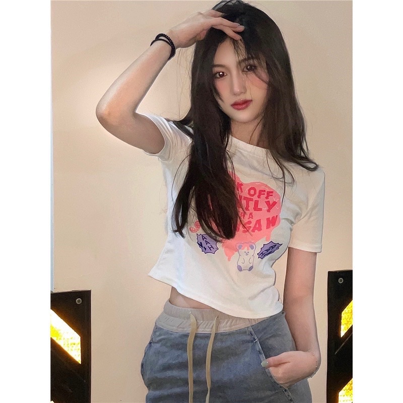 ÁO CROPTOP HOẠ TIẾT TRÁI TIM