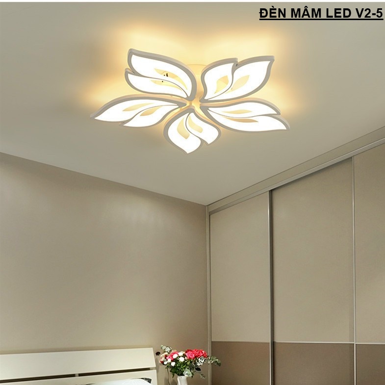 Đèn Led 5 Cánh Hoa ốp Trần Hiện Đại V2,Trang Trí Phòng Ngủ,Phòng Khách Căn Hộ,Rộng 60cm Có Điều Khiển 3 Chế Độ Ánh Sáng