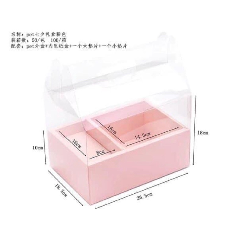 Set 5 Hộp mica đựng hoa bánh 2 ngăn