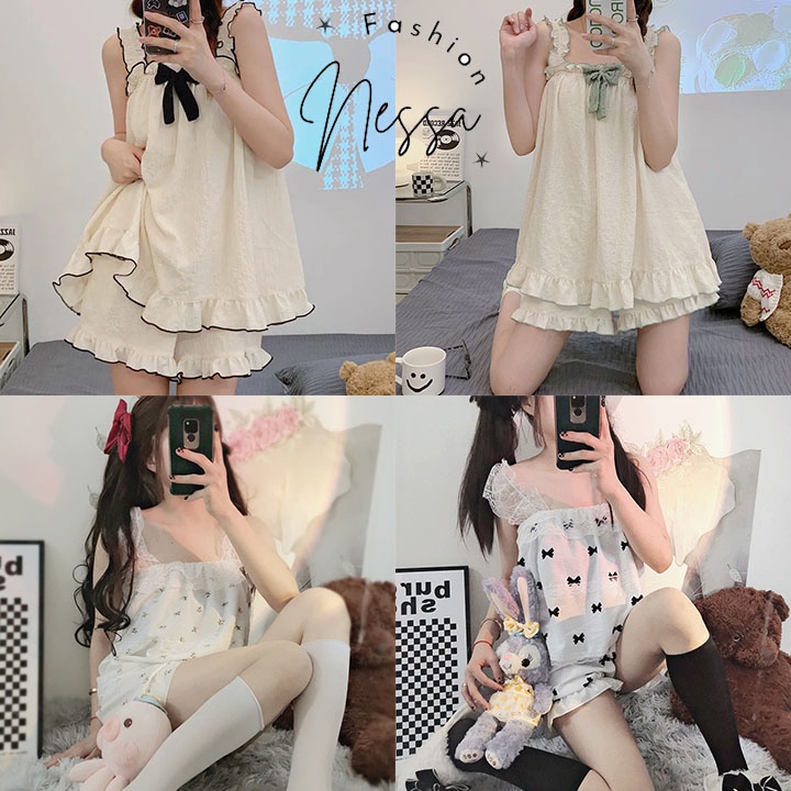 Pijama Bộ Đồ Ngủ Nữ Quần Áo Hai Dây Đùi Ngắn Mặc Ở Nhà Mùa Hè Đi Chơi Đi Biển Ra Ngoài Sexy Cute BĐN76