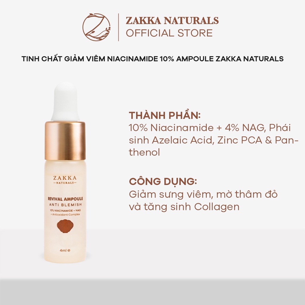 Trọn bộ 4 serum phục hồi da trắng sáng khoẻ đẹp Zakka Naturals