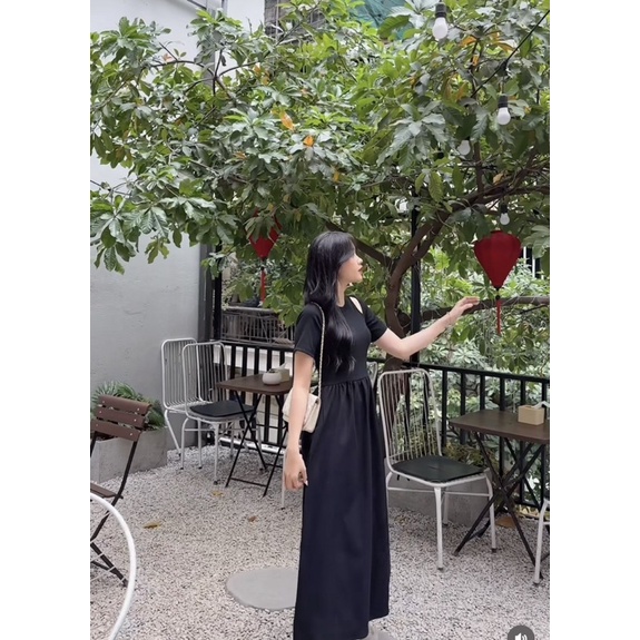 [NEW]VÁY COTTON TĂM TAY CỘC PHỐI KAKI 2 DA cutout vai 2302