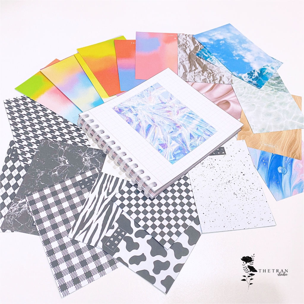 Bộ 8 sticker họa tiết đa dạng size A7 / pattern sticker pack / thetranstudio