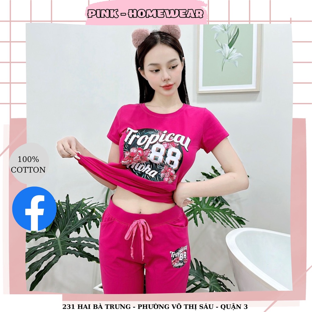 BỘ LỬNG ĐỒNG MÀU THUN COTTON IN LOGO TROPICAL 88 ALOHA