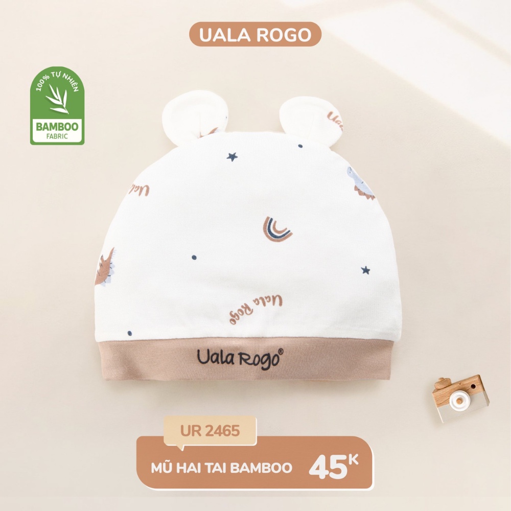 Set bao tay chân mũ sơ sinh cho bé Ualarogo 0-6 tháng vải sợi tre BAMBOO thoáng mát thấm hút co giãn 2465