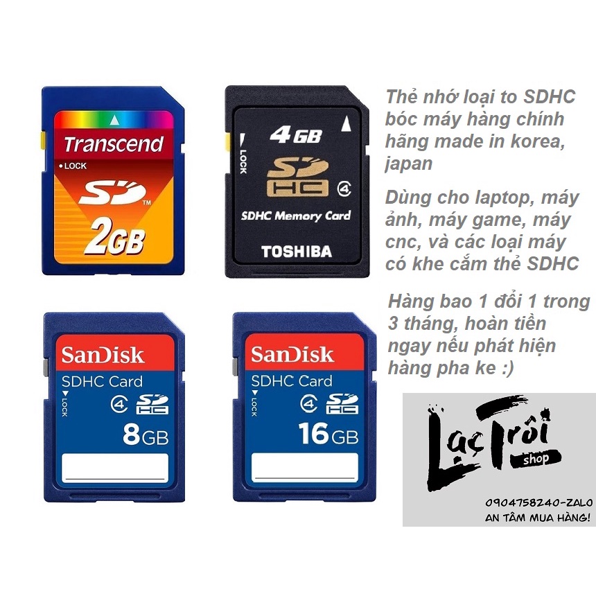 Thẻ nhớ SDHC đã qua sử dụng - BH3T 1 đổi 1