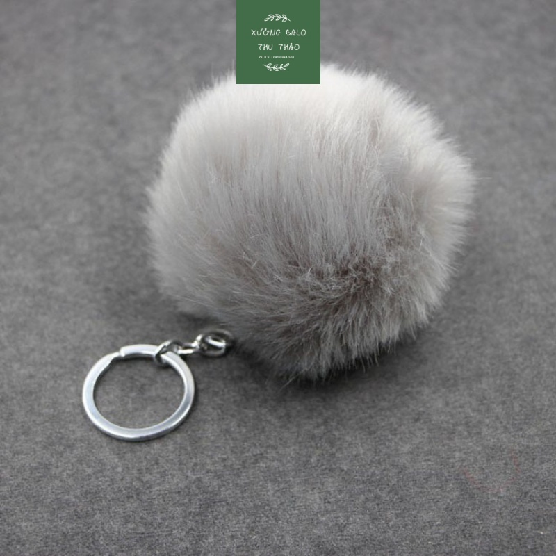 Móc khóa treo balo, móc khóa treo xe cục bông xù xinh