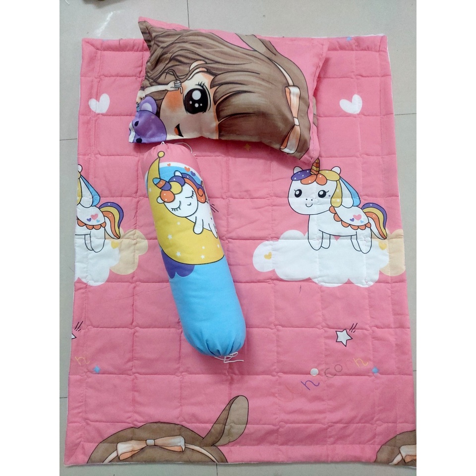 Bộ chăn gối cho bé đi học mầm non có ruột gối 0-5 tuổi siêu đẹp