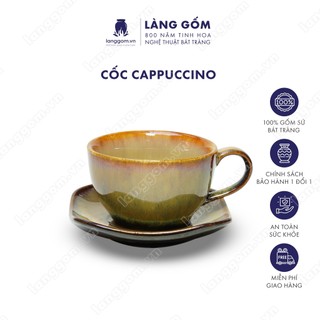 Cốc gốm sứ, tách cà phê Cappuccino dung tích 220ml uống trà, cà phê, nhiều màu, gốm sứ Bát Tràng cao cấp - Làng Gốm
