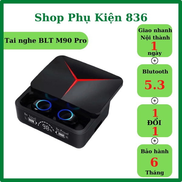 Tai nghe bluetooth M90 Pro LOGO MẸC V5.3 nắp trượt