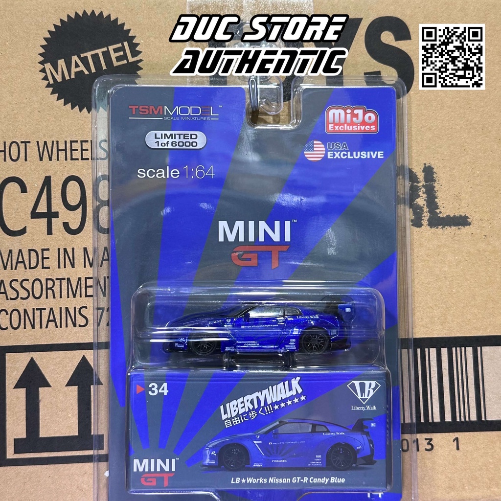 ducstore.vn Xe mô hình MiniGT #34 - LB★WORKS Nissan GT-R (R35) Candy Blue - Card US
