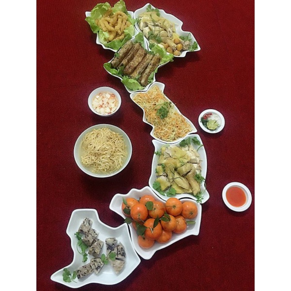 Bộ đồ ăn hình chữ S màu trắng gốm sứ Bát Tràng