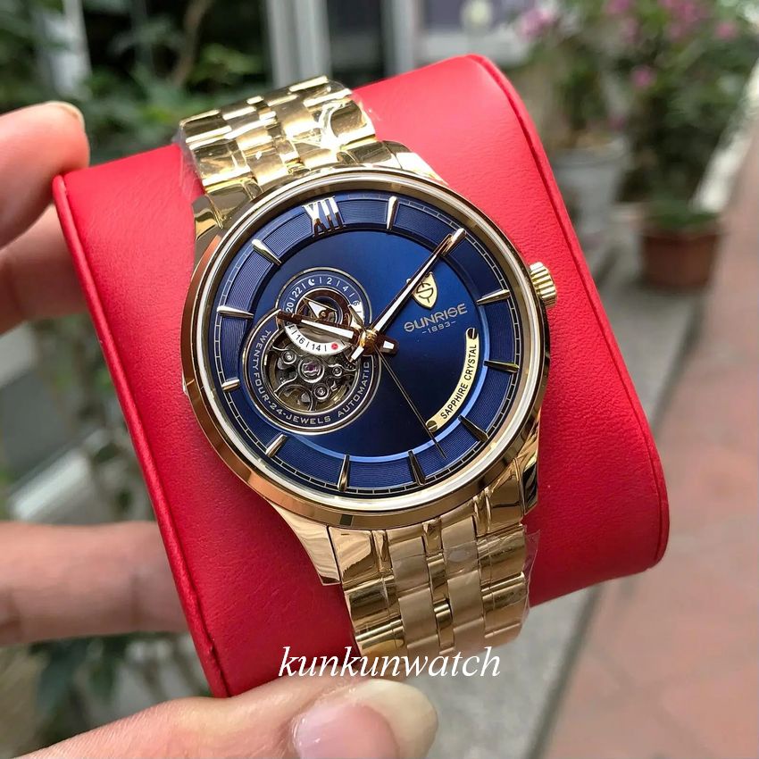 Đồng Hồ Nam SUNRISE 7001SC Automatlc Lộ Cơ 42mm Chính Hãng Fullbox
