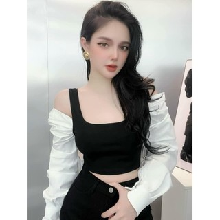 Áo zip 2 dây croptop 2 lớp (kèm ảnh thật)