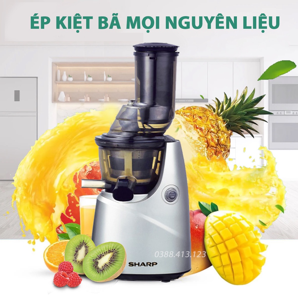 Máy ép chậm Sharp KS 689 - Ép kiệt bã - Cổ phễu to - Máy ép trái cây - Máy ép hoa quả tốc độ chậm