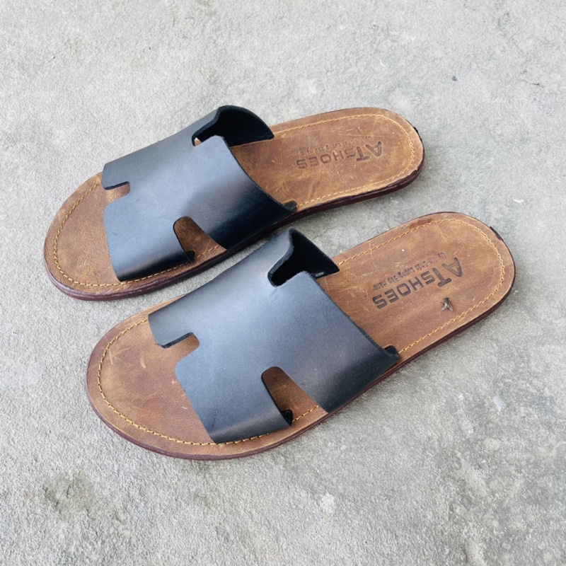 Dép Da Nam Cao Cấp Dép Nam Chữ H Da Bò Đế Caosu Cao Cấp HADA