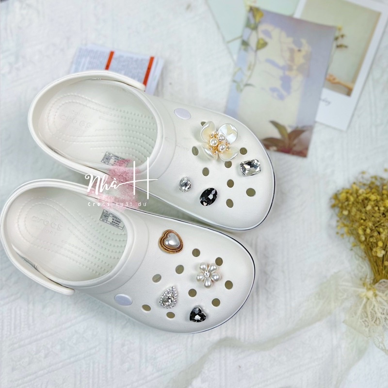 Nguyên Set Sticker / Jibbitz/ Charm gắn dép sục hình Đá, hoa đá Link A