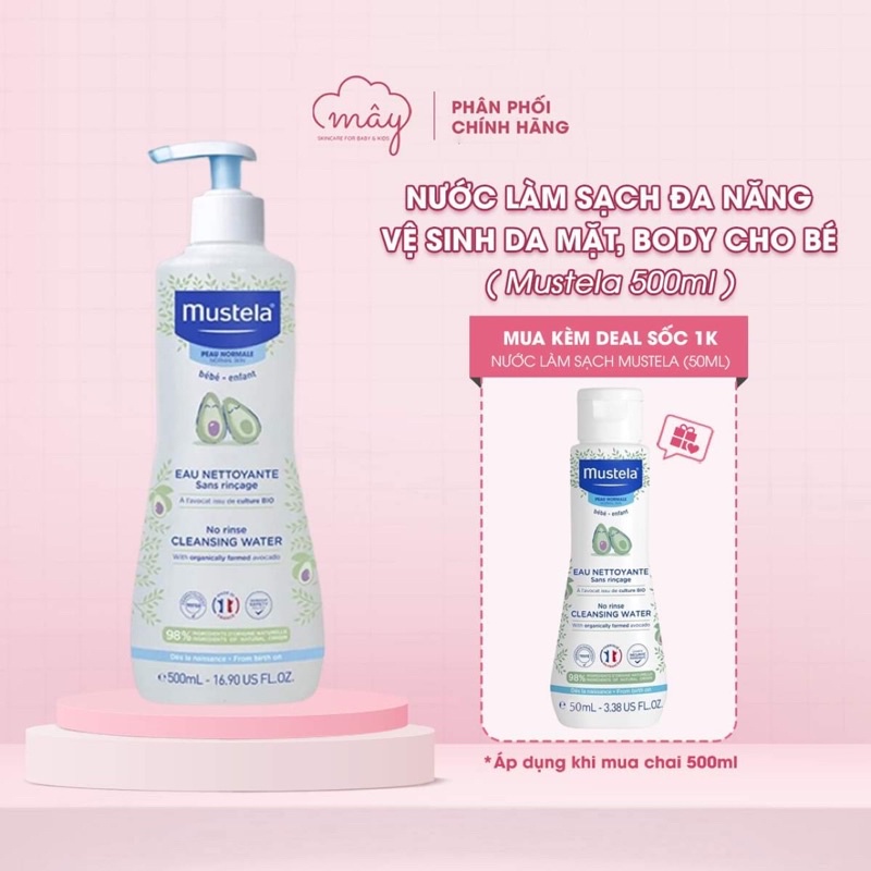 Nước làm sạch Mustela Micellaire vệ sinh mặt body thay tã cho bé từ sơ sinh