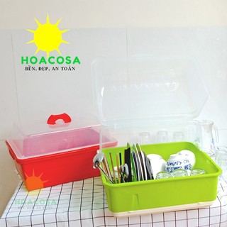 Kệ Úp Chén Đĩa Đơn Có Nắp Đậy Nắp Xoay/ Nắp Rời Nhựa Hiệp Thành Bền, Đẹp- Đồ Gia Dụng Hoacóa