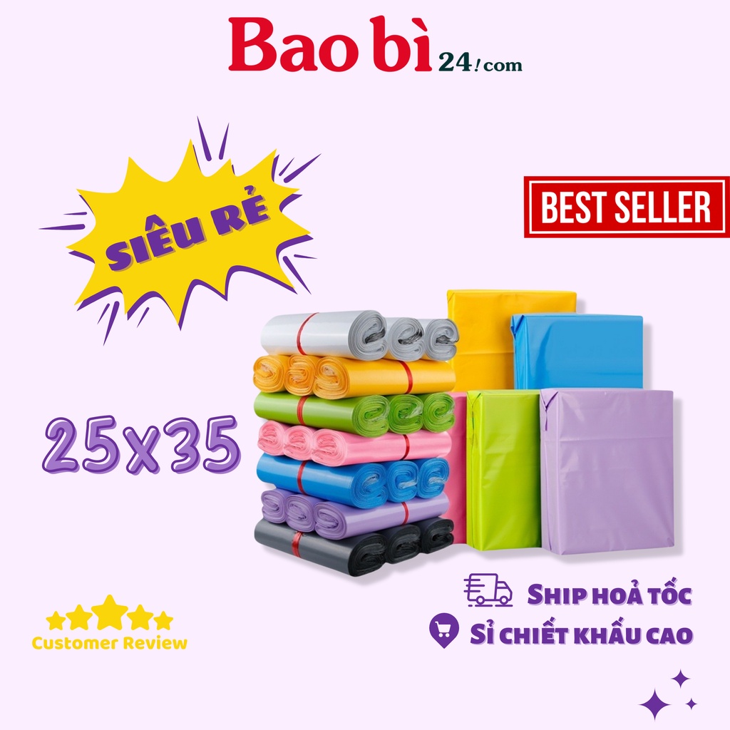 Bịch đóng gói hàng niêm phong 25x35 - Túi gói hàng tự dính [Siêu Dính Chắc] - Baobi24