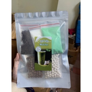 Set trà sữa vị matcha