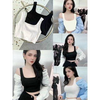 Áo zip 2 dây croptop 2 lớp (kèm ảnh thật)
