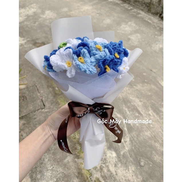 Bó hoa lưu ly mini bằng len  - Đồ Handmade