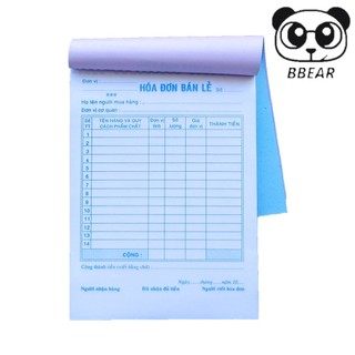 Hóa đơn bán lẻ 1 liên, 2 liên, giấy dày