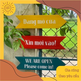 Bộ 3 bảng gỗ treo cửa hình mũi tên