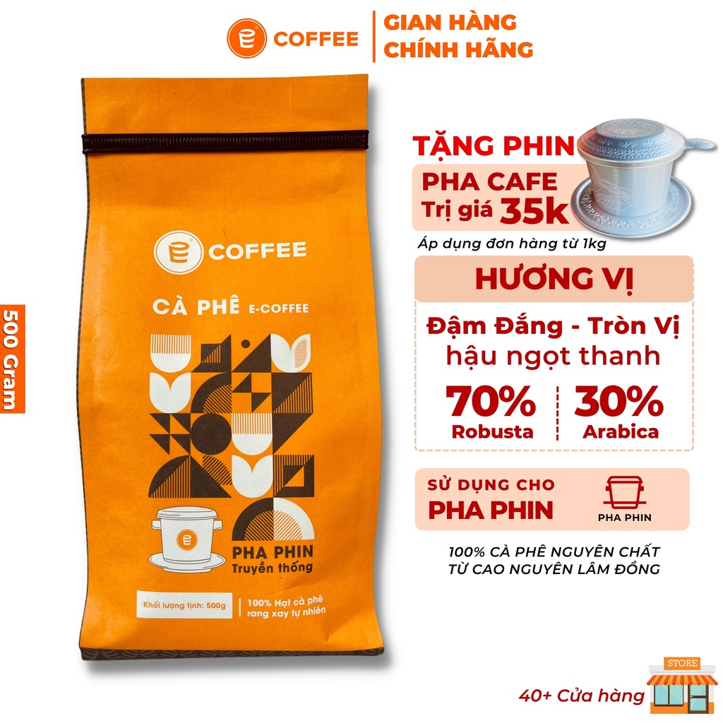 Cà phê pha phin ROBUSTA & ARABICA rang mộc đậm đắng tròn vị hậu ngọt Gu truyền thống từ E-Coffee