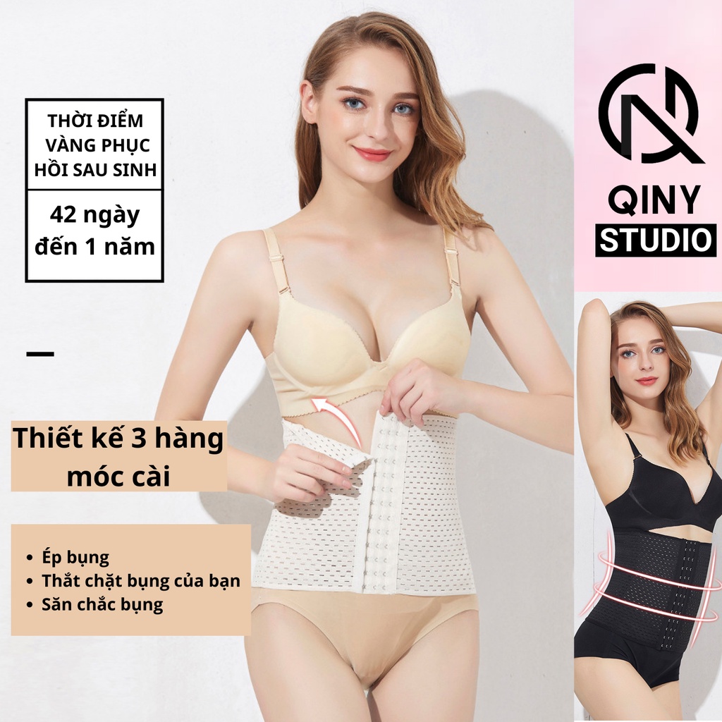 Đai nịt bụng QINY STUDIO gen thông thoáng co giãn định hình chống cuộn siết eo giảm mỡ sau sinh chính hãng