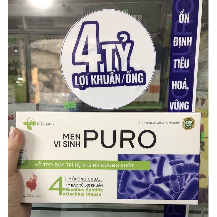Men vi sinh PURO hộp 20 ống bổ sung 4 tỷ lợi khuẩn