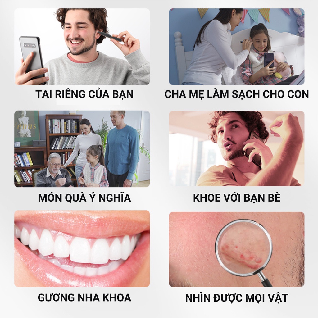 Máy lấy ráy tai XLIFE theo dõi qua ứng dụng trên điện thoại độ phân giải chất lượng cao 500W