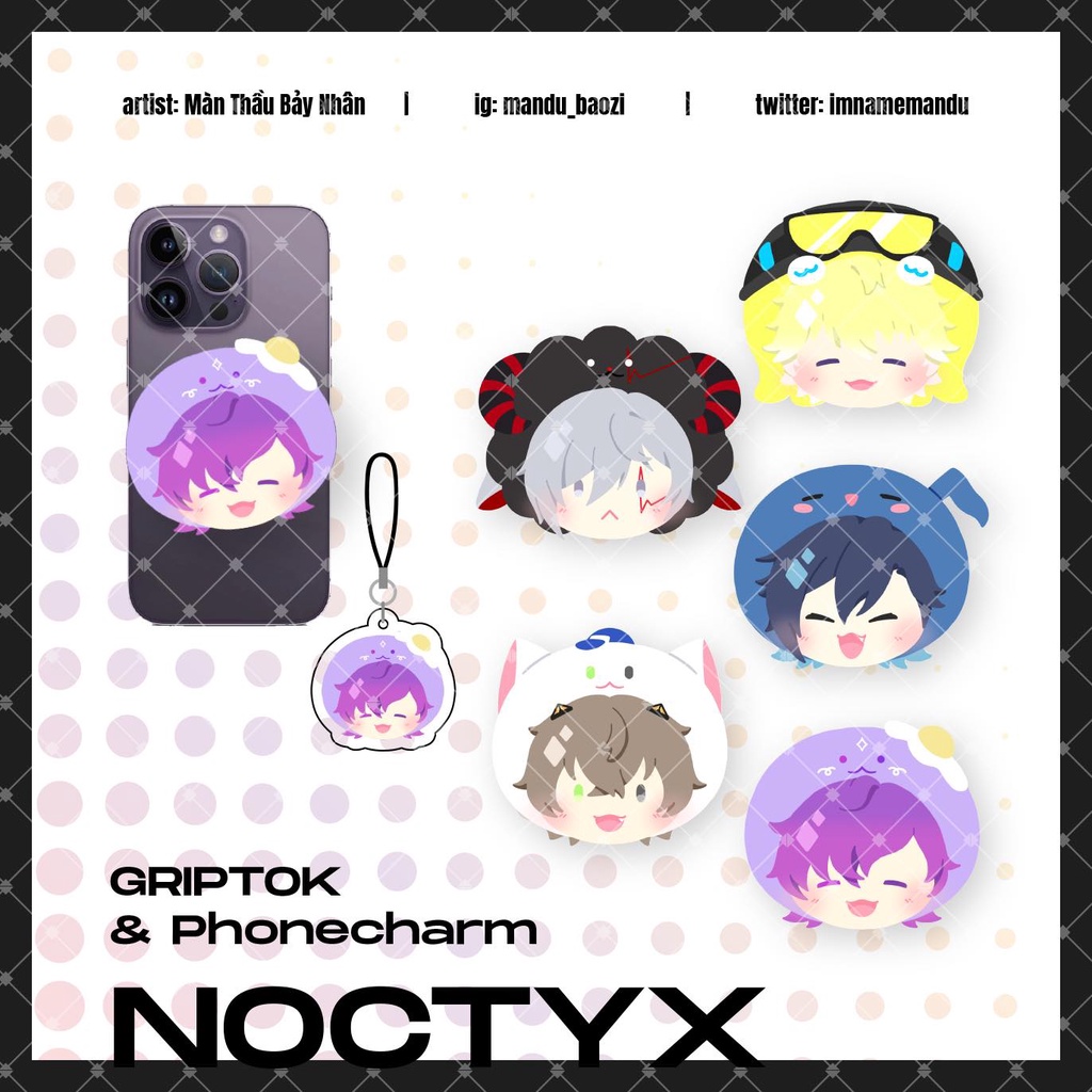 Giá đỡ điện thoại Móc treo điện thoại móc khoá-  Vtuber NIJISANJI EN NOCTYX LUXIEM Griptok POPSOCKET phonecharm