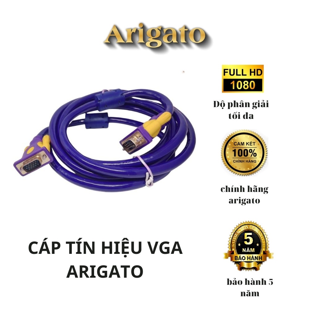 Dây VGA arigato lõi đồng 3m 5m hàng chuẩn 3+9 ARIGATO chất lượng cao-cáp 2 đầu VGA đực xịn tốt chống nhiễu