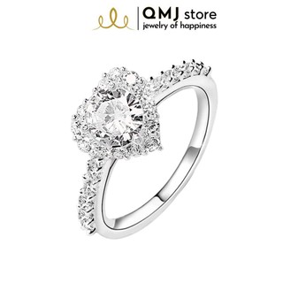 [Mã SKAMCLU8 giảm 10% cho đơn từ 100K] Nhẫn bạc QMJ Trái tim sang chảnh nạm đá tấm sáng,- Q190