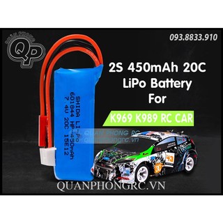Pin 450mah 2s 20c 7.4v lipo battery for wltoys k969 k989 rc cars