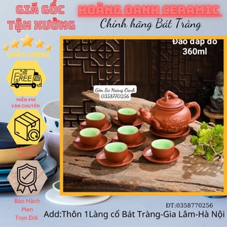 Ấm chén Tử Sa Bát Tràng đất nung đỏ đắp nổi